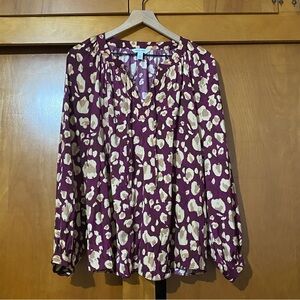 Nine West Maroon Long Sleeve blouse XLarge